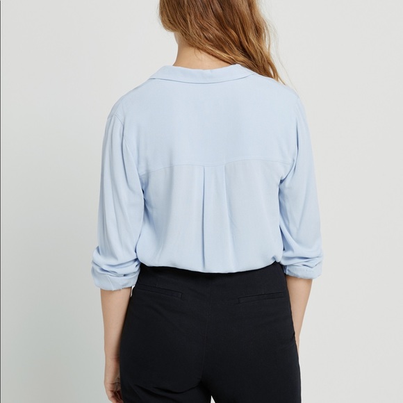Frank and Oak Blazer Wrap Blouse in Slate Blue - Picture 4 of 8